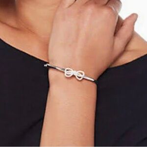 Kate Spade New York Hinged Bangle Pave' Bow Meets Girl, Rose Gold NWT